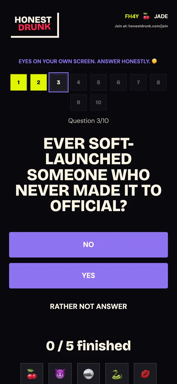 A private confession question on a player's phone